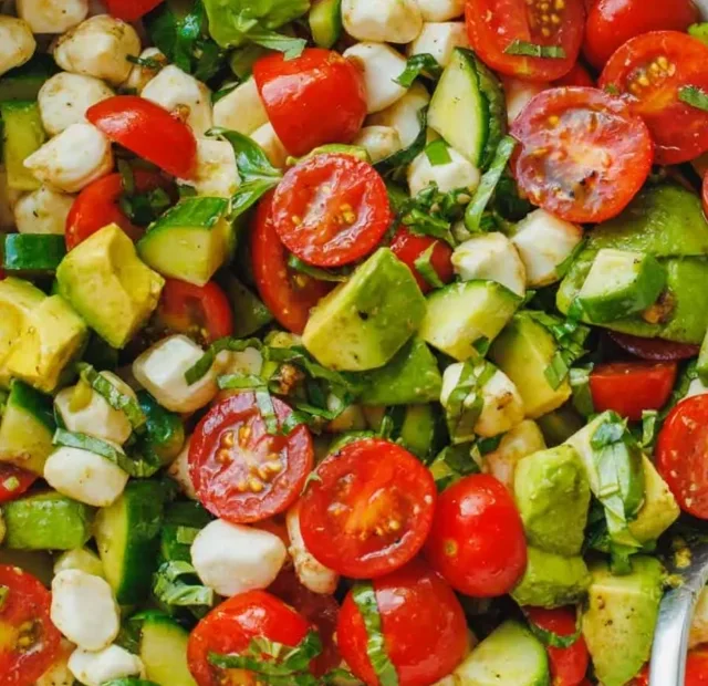 Tomato Cucumber Mozzarella Salad